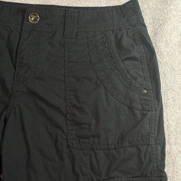Style & Co Black Cargo Pants Size 8 Roll Tab Utility Pockets Stretch Grunge - Picture 5 of 16